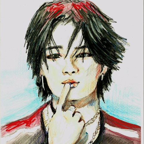 Fan art sketch of I.N. from Stray Kids new, handmade watercolor A4