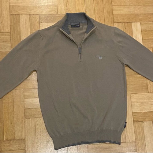 Navy Green sweatshirt with zipper size S like new, brown