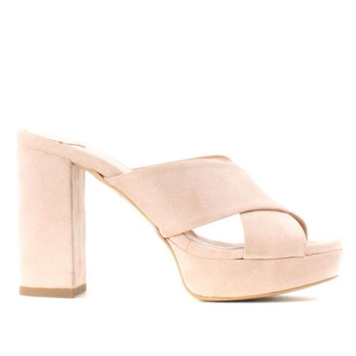 Sante high-heeled suede sandals size 37 nude, lightly worn