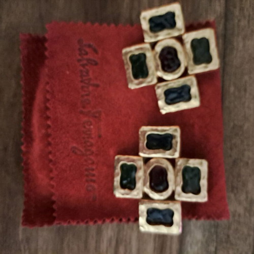 Salvatore Ferragamo Gancini earrings vintage, like new, size XXL