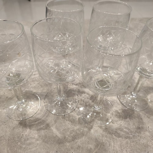Vintage stemmed wine glasses, set of six