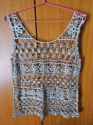 Boho knitted cardigan like new, gray silver