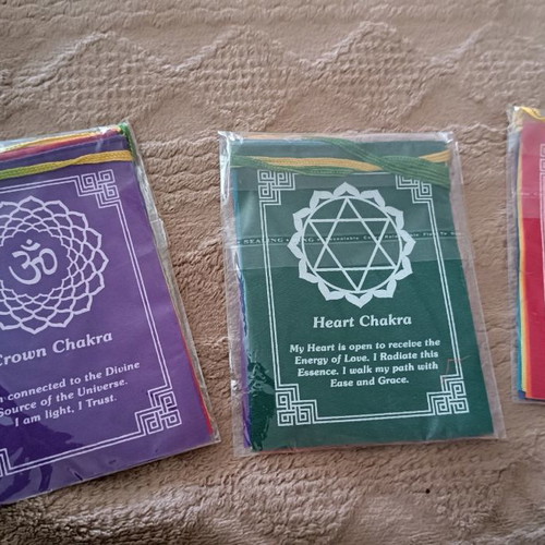 Decorating flags 7 chakras new, colorful with explanation