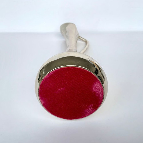 Silver-plated small vase with handle used, minimal design