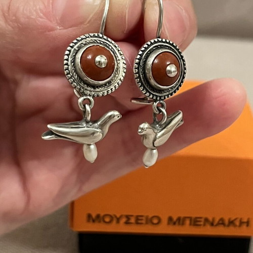 Silver earrings with doves from Benaki Museum, like new
