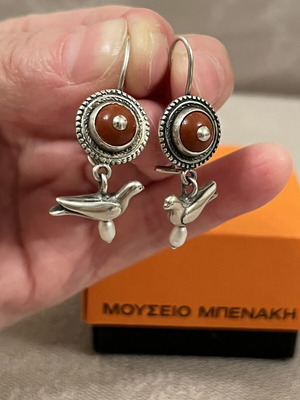 Silver earrings with doves from Benaki Museum, like new