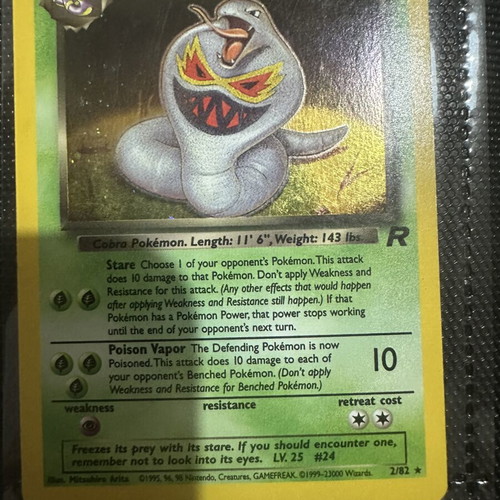 Dark Arbok Holo Pokémon Card like new, Team Rocket 2/82