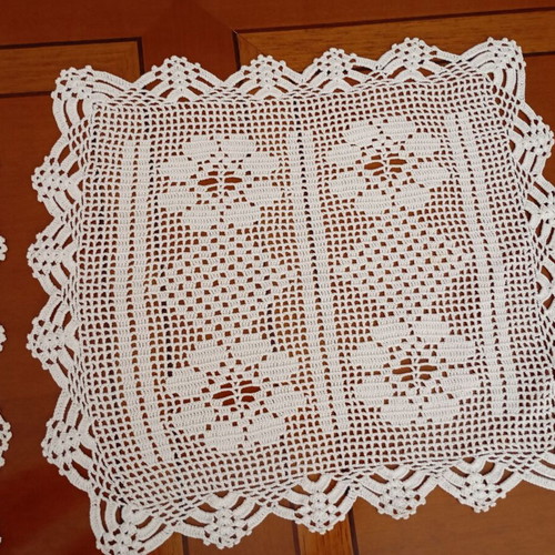 Set of handmade crochet linens new