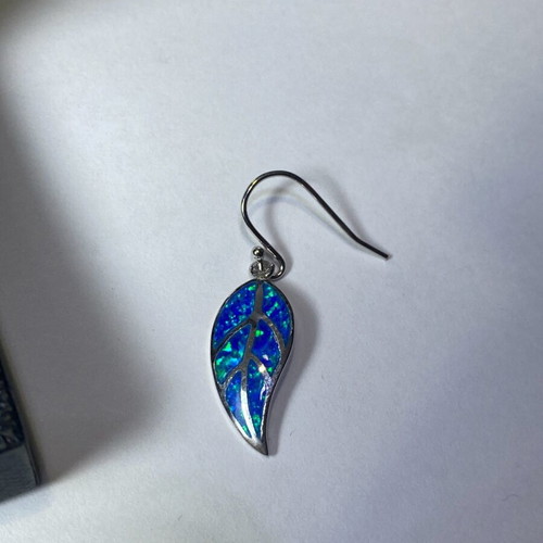 Silver leaf earrings 925 with opalite new