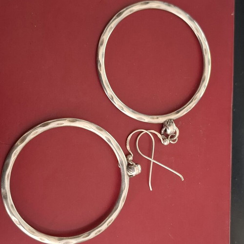Silver 9.25 hammered hoop earrings