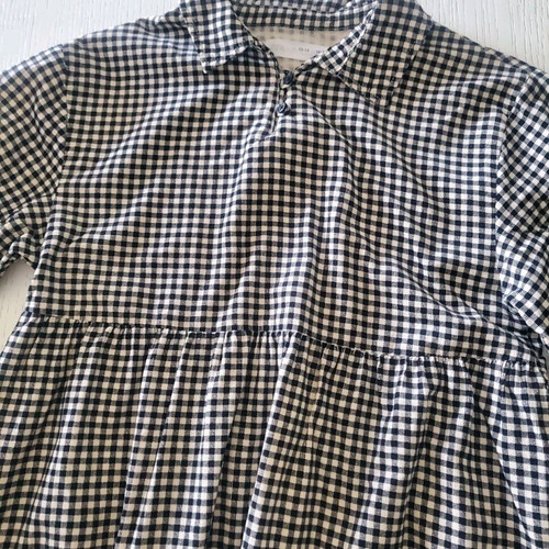 Zara black and white corduroy check dress 13-14 years like new
