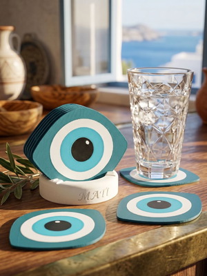 3D Printed Mati Coasters Set of 8 with Base, New, Minimal Design