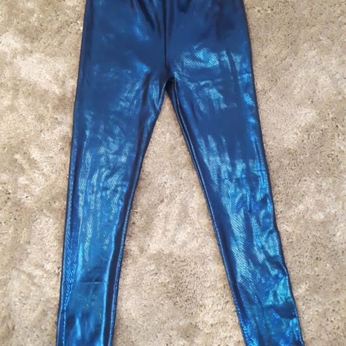 Metallic blue leggings new with inner lining one size