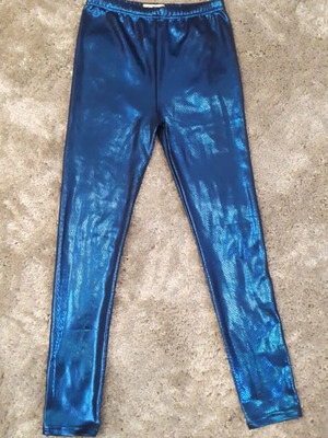 Metallic blue leggings new with inner lining one size