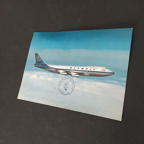 Boeing 747-200B Olympic Airways First Flight Postcard like new 1973