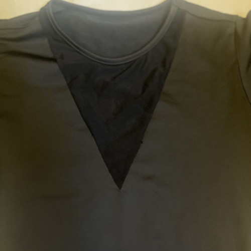 Black top small, like new, V-neck with transparency and ruffles