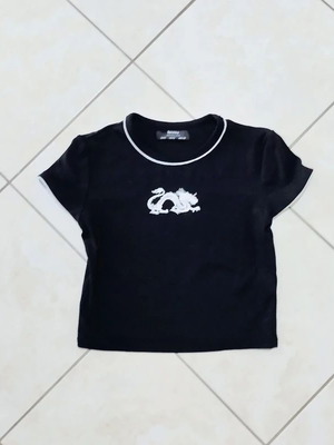 Bershka black crop top S like new, cotton, elastic