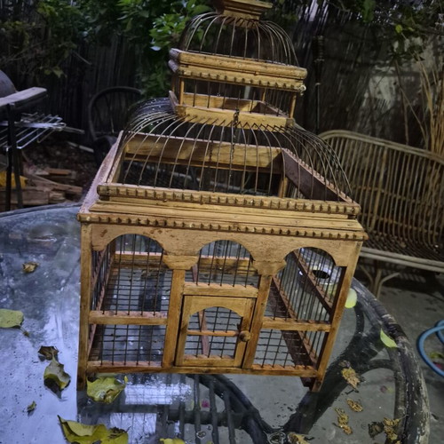 Wooden birdcage used