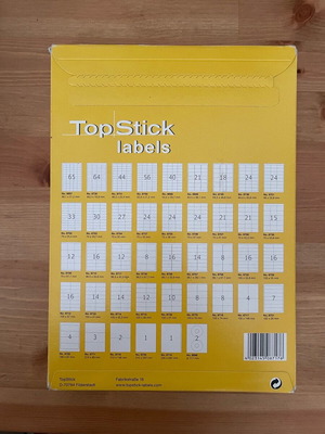 Topstick adhesive labels A4 rectangular 105x48mm new