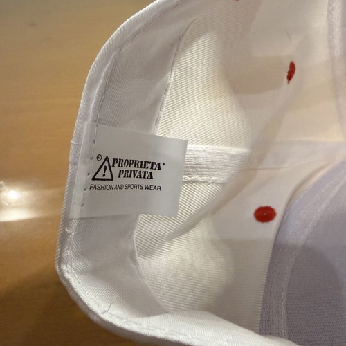 Baseball cap new, white and red, one size adjustable