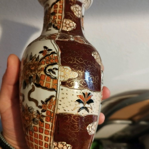 Set of 2 vintage Satsuma Moriage and Cloisonné vases like new
