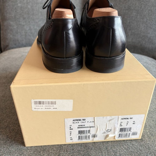 Bally Scribe Adrem 6p Black Calf Handmade Shoes size 42 like new