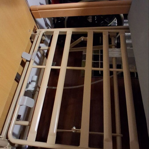 Electric hospital bed like new with mattress, wheels, and patient lifter