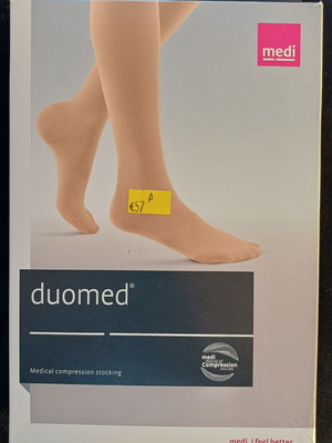 Medi Duomed Medical Compression Stockings, calf, open toe, beige, size medium, CCL2