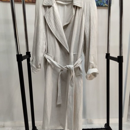 ZARA linen summer trench coat, size L, beige ecru