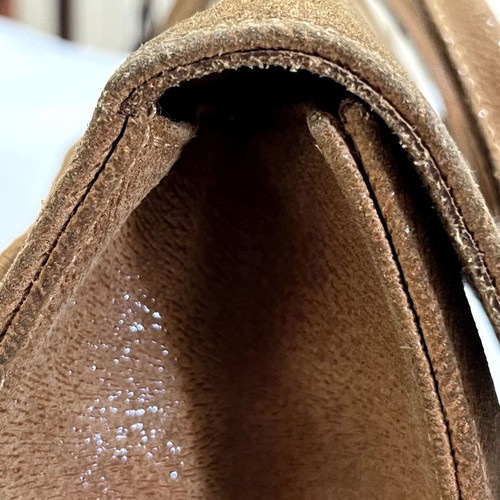 Longchamp Paris Vintage Suede Shoulder Bag used, camel brown leather