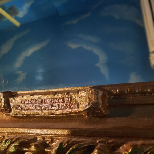 Carved mirror of George III with stamp