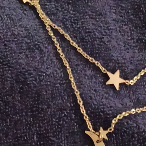Steel necklace new with double chain and crescent moon detail