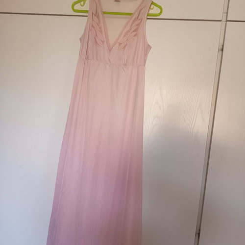 Satin nightdress and maxi robe set, pink, size 46, like new