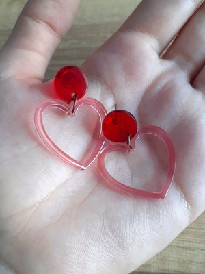 Heart earrings like new, pink