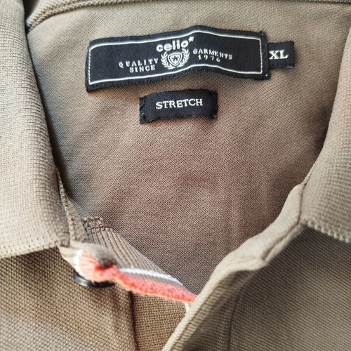 Celio Stretch men's polo shirt, size XL, khaki brown