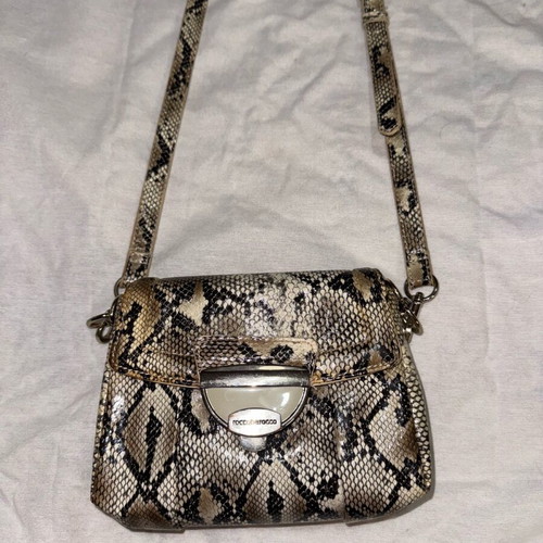 Rocco Barocco crossbody bag with snake print, new, black and gray