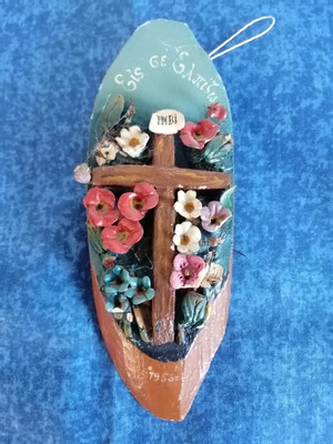 Handmade Wooden Cross Traditional 3D Folk Art from 1953