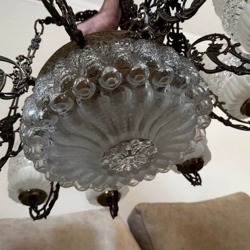 Antique bronze chandelier refurbished