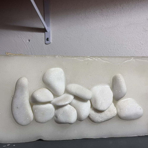Decorative candle with pebbles about 35cm new