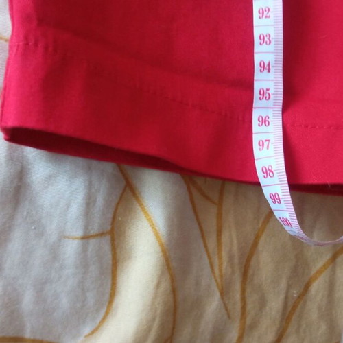 High-waisted red cotton pants, size M