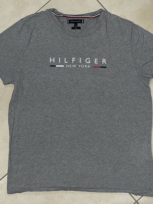 Tommy Hilfiger T-Shirt Grey Melange New York Logo Slim Fit Size XL like new