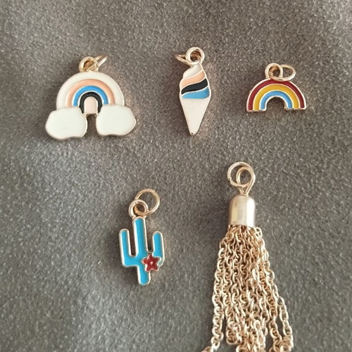 Set of five new children's pendants with ice cream and rainbow