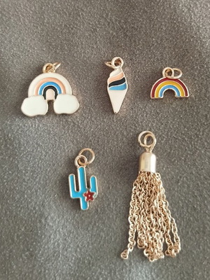 Set of five new children's pendants with ice cream and rainbow