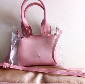 Τσάντα χιαστί δερματίνη VQF Polo LIne ροζ μαυρη
