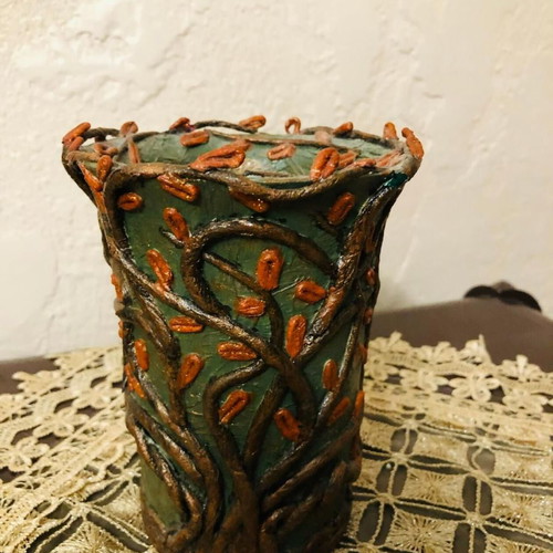 Decorative cup new, handmade 11x14 cm