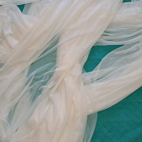 White fabrics and tulles new, 2 tulles 75x2000 cm, 2 shiny chiffon pieces 6m each