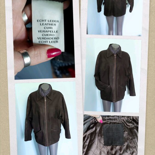 Unisex suede jacket used, brown, with lining and padding