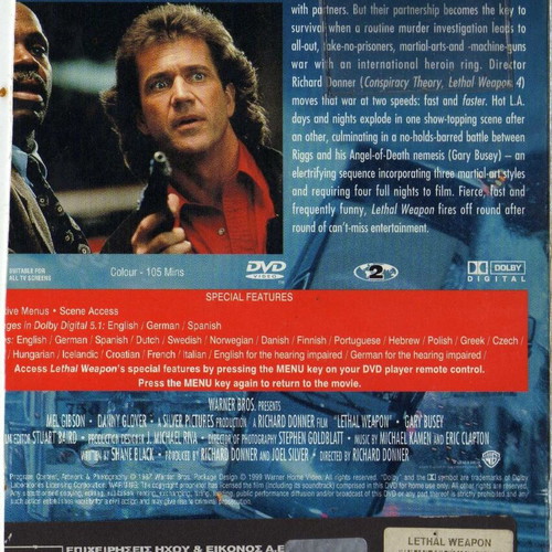 Lethal Weapon DVD used, action police genre, subtitles