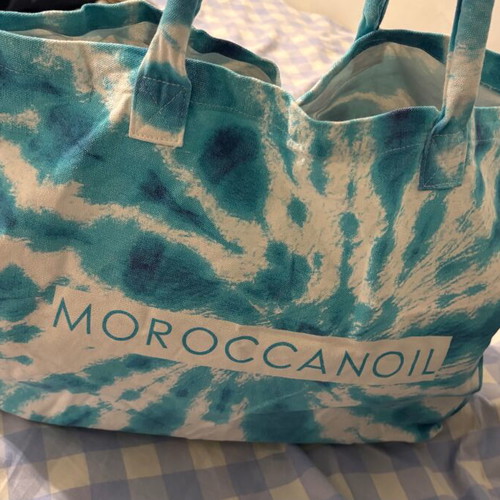 Moroccanoil Large Beach Bag new, blue and white, durable canvas