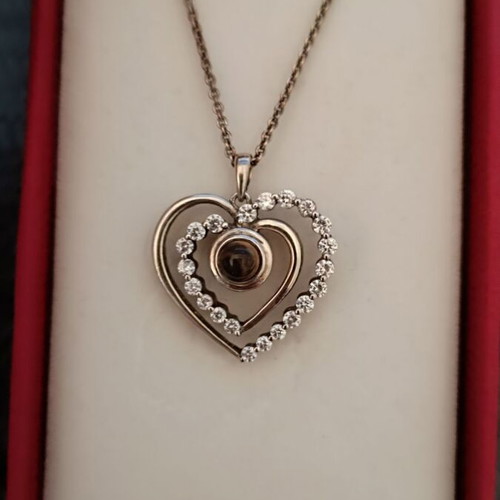 Silver heart necklace 925 from Italy with zircon new